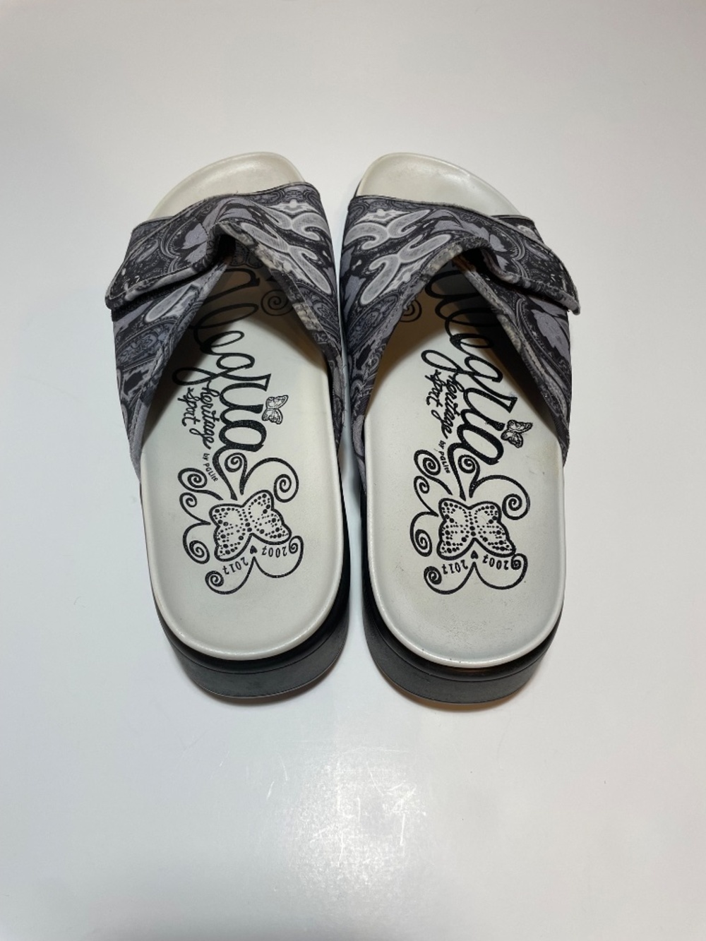 Alegria Platform Slide Sandals Black White Women's 10 - Picture 6 of 10